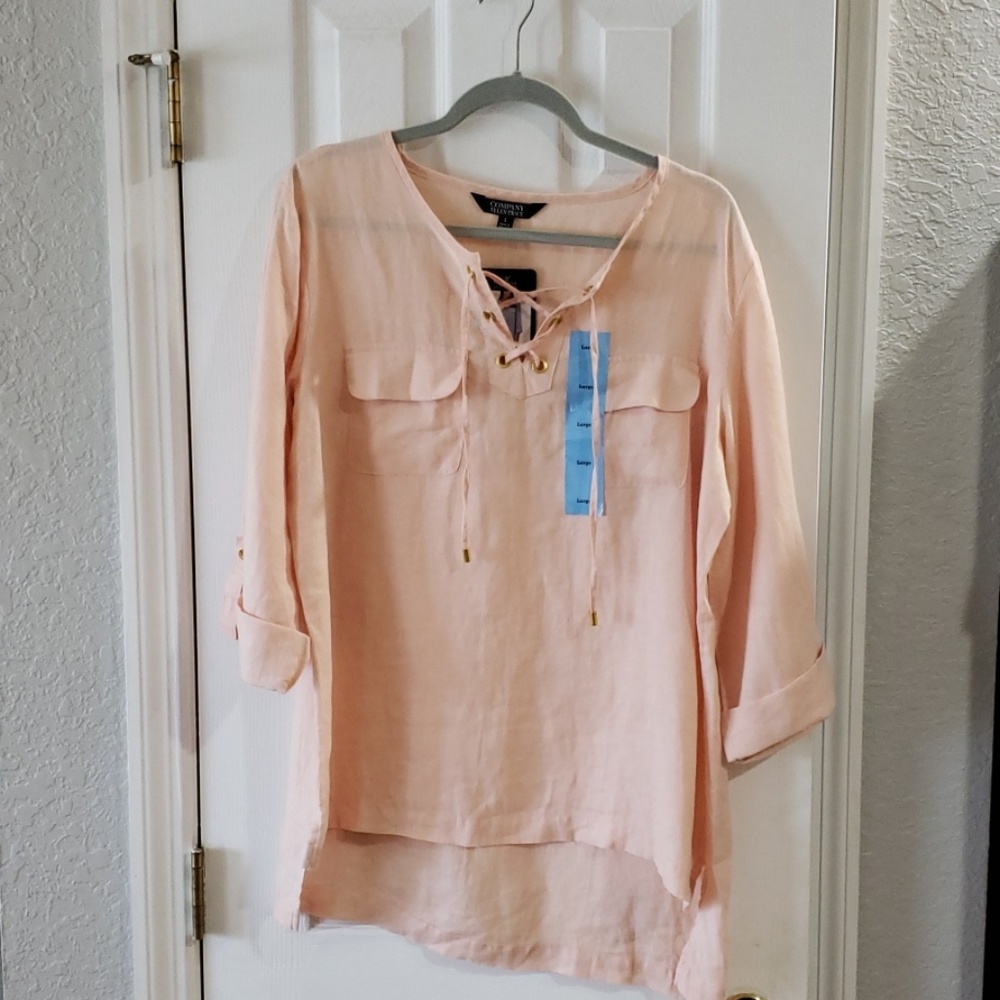 Ellen Tracy Linen 3/4 Sleeve Tunic